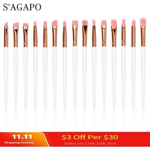 S'AGAPO 20pcs Eyebrows Clear Makeup Brush Set Eyeliner Eyelashes Concealer Highlight Professional Cosmetic Beauty Makeup tools