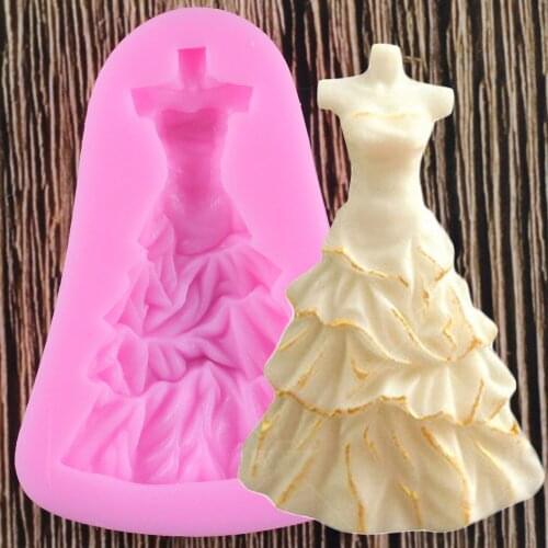 Lovely Princess Dress Silicone Mold Food Grade Pastry Cake Tools Decorating Soap Cutter Baking Accessories Dessert Fondant Tools