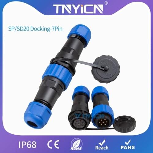Waterproof Cable Connector IP68 SP/SD20 Docking-7 Pin Wire Connectors Power Connector Plug and Cocket Male&Female Butt Jack