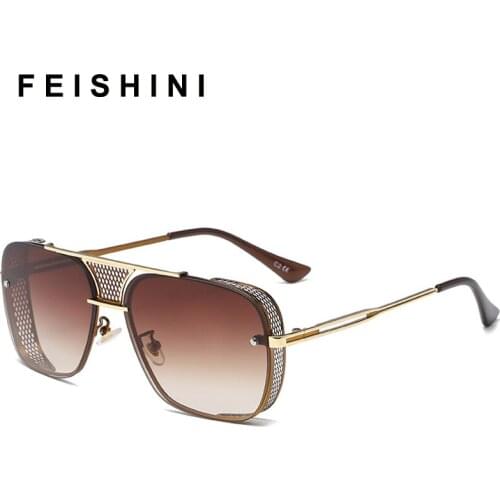 FEISHINI Grey Gradient Men Sunglasses Women Brand Retro Colorful Celebrity Sun glasses Man Fashion Goggle Eyeglasses COOL