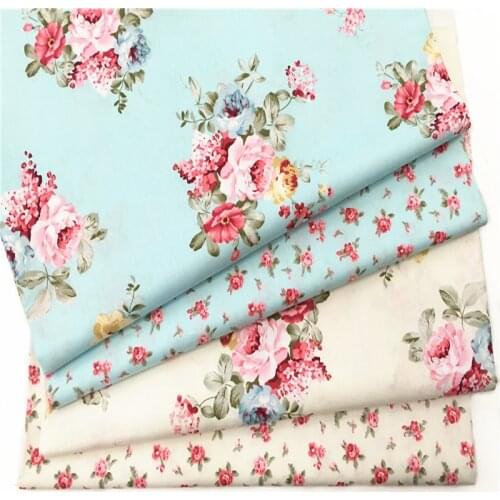 50cm X 160cm Blue White Big Small Flower 100% Cotton viaPhil Plain Cotton Fabric Patchwork Cloth Bedding Home Decor