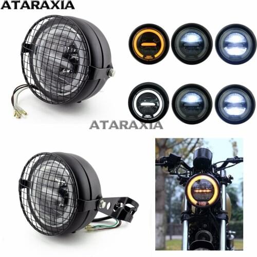 Retro Motorcycle Modified Universal Personality Headlight Headlamp headlights daytime running lights Bracket Light Lamp Cover