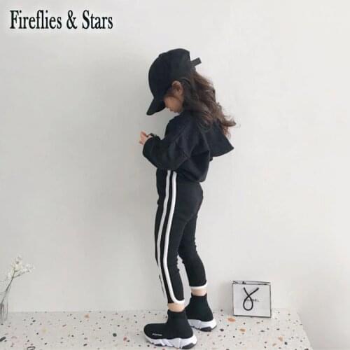Spring Autumn Girls Leggings Baby Leggings Kids Bottoms Children Activewear High Stretchable Side Striped Skinny 1 To 6 Yrs