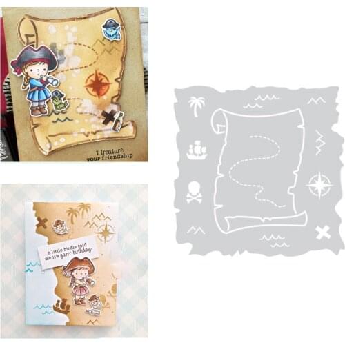 Parchment Map Cutting Dies Scrapbook Diary Decoration Stencil Embossing Template DIY Greeting Card Handmade 2021 Handicraft