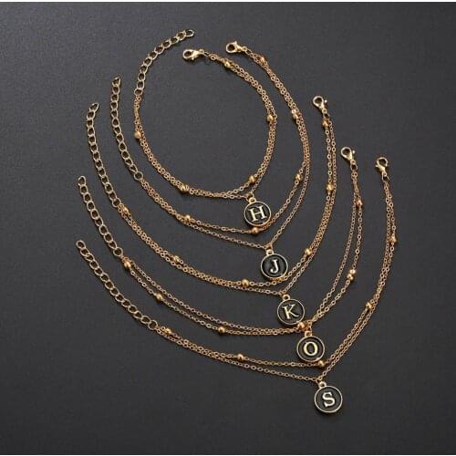 Bohemia Women Bracelet Alphabet Initial Letter Pendant Chain Bracelet Bangle Jewelry Gift Womans accesories