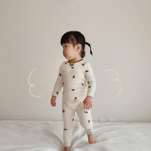 MILANCEL 2021 Autumn Baby Clothes Pear Suit Long Sleeve Tees and Pants 2Pcs Girls Sets Cotton Boys Suit
