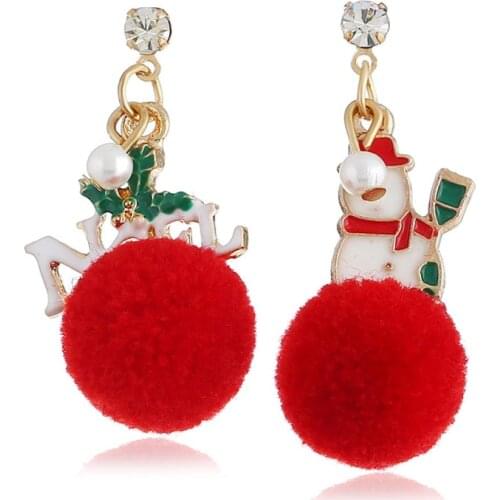 2020 Fashion Santa Claus Snowflakes Fur Ball Eardrop Merry Christmas Decor Gift Eardrop Hook Earrings Women