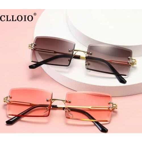 CLLOIO 2021 Fashion Sunglasses Women Brand Designer Rimless Gradient Sun Glasses Shades Cutting Lens Ladies Frameless Eyeglasses