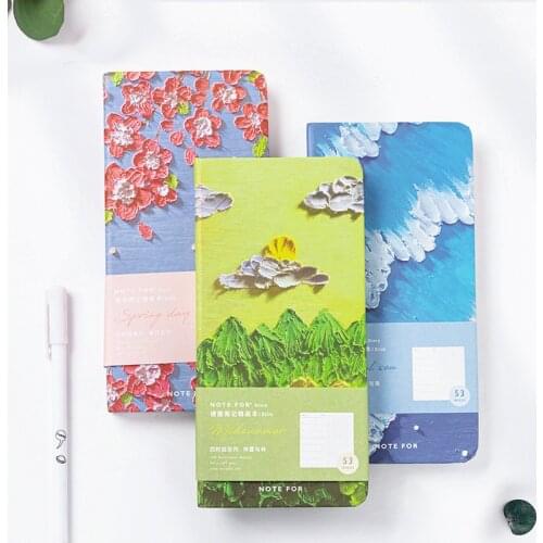 2021 new weekly notebook, creative oil painting cover, three-dimensional and artistic, small size, easy to carry