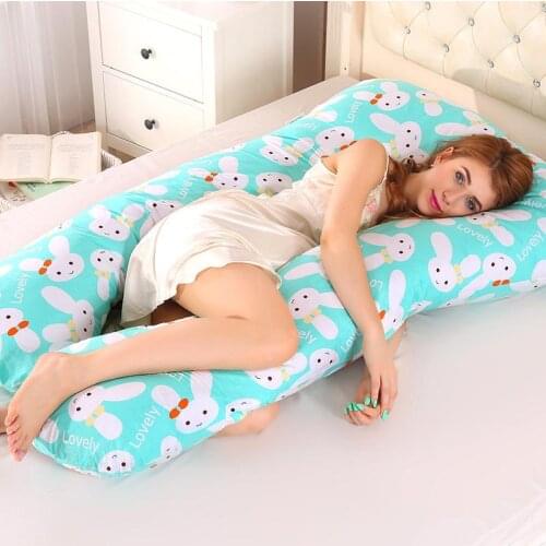 25 Sleeping Support Pillow For Pregnant Women Body 100% Cotton Rabbit Print U Shape Maternity Pillows Pregnancy Side Sleepers