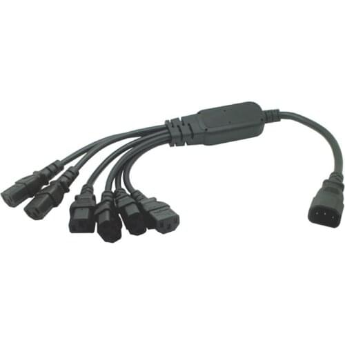 250V/10A IEC 320 C14 Male Plug to 6XC13 Female Y Type Splitter Power Cord C14 to 6 x C13