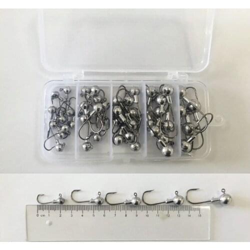 45Pcs Jig Head Fishing Hooks Jelly Grub Worm Drop Shad Minnow Shot Soft Lure Carp Single Fishihook Jigging Hook Tackle