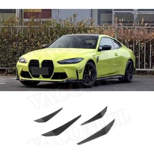 MP Style Dry Carbon Fiber Front Bumper Side Canards Fin Flaps Trims for BMW 3 Series 4 Series G80 G82 G83 M3 M4 2021 Bumper Trim