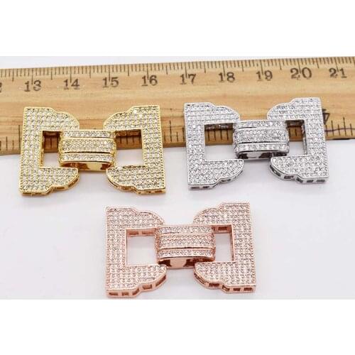 More strings white/ yellow/ golden square zircon Jewelry Clasp wholesale clasps/hooks FPPJ FOR DIY
