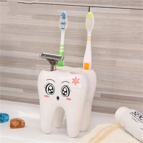 Teeth Style Toothbrush Holder 4 Hole Cartoon Toothbrush Stand Tooth Brush Shelf Bracket Container Bathroom Accessories