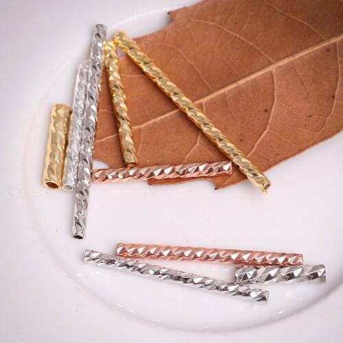 20Pcs Long Copper Straight Tube Spacer Connectors Brass Spacer Necklace Bracelet Charm Beads With Fillagree Jewelry Making 27174