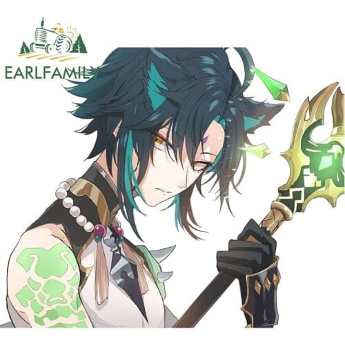 EARLFAMILY 13cm x 10.6cm for Xiao Genshin Impact Anime Car Stickers Vinyl Waterproof Scratch-Proof Decals Windshield Decoration