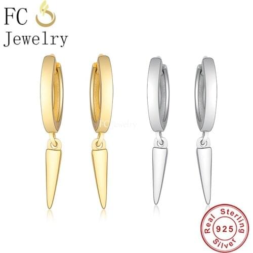 FC Jewelry 925 Silver Small Gold Color Punk Style Rivet Piercing Hoop Earring For Women Girl Pendientes Rock Boucle 2020 NEW