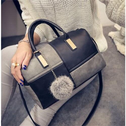Hot Sale Boston Patchwork PU Leather Women Bag Design shoulder crossbody Messenger bags Fashion Handbag Short Handle 969215