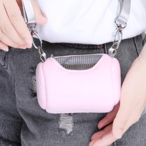 Pet Cage Cross Body Holder Cylinder Design Soft Practical House Travel Portable Squirrel Visible Mesh Hamster Carrier Bag