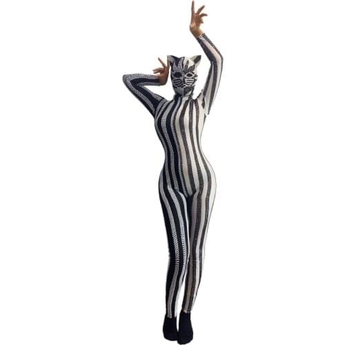 Black white cat jumpsuit Halloween Cosplay Costume party girl stage dance show wear