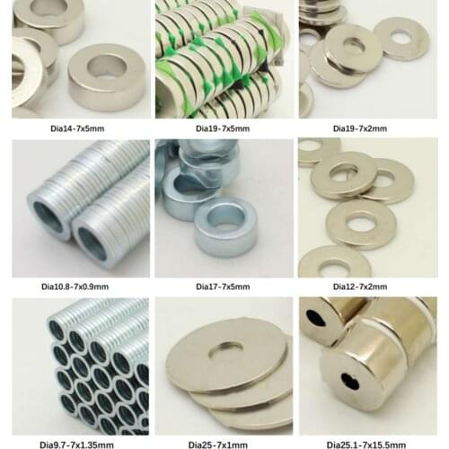 Round Magnet With Hole Dia7mm Neodymium Magnet Permanent NdFeB Super Strong Powerful Magnets D9.7mm,dia10.8,dia14, dia17, dia25