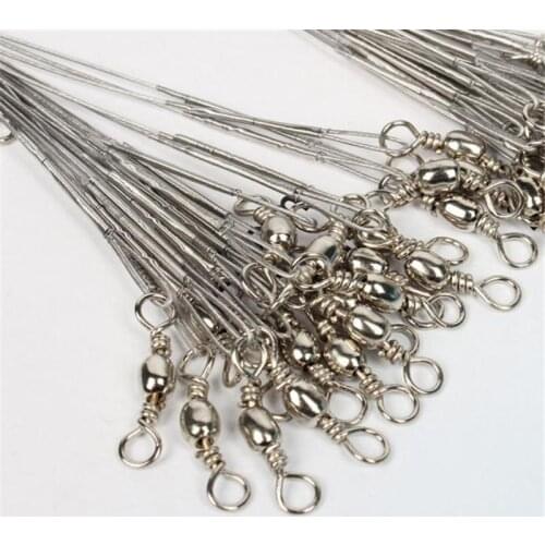 Hot Sale Fishing Accessories 60pcs/Set Lot Silver 8kg/10kg/12kg Saltwater Stianle Line Wire Leader Fishing Tools Pesca 6