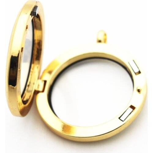 Newest 30mm Stainless Steel Floating Locket Necklace Round Sparkles Screw Open Glass Perfume box Memory Locket