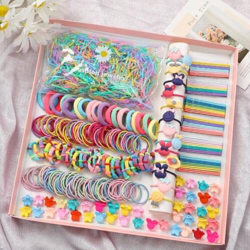 Fashion 100/1000Pcs Colorful Hair Bands Cute Girls Women Elastic Rubber Band Scrunchies Ponytail Holder Gum Hair Accessories