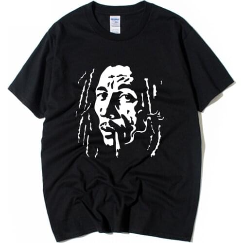 Bob Marley One Love Mellow Mood Cigarette Smoking Black White Silhouette Rock Me Cotton Boy Man Short Sleeve T Shirt ZIIART