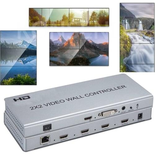 DVI HDMI 2x2 Video Wall Controller 1080P Monitor Splicing Processor 1X2/2X1/3X1/1X3/1X4/4X1 Image Stitching 4 TV Screen Splicing