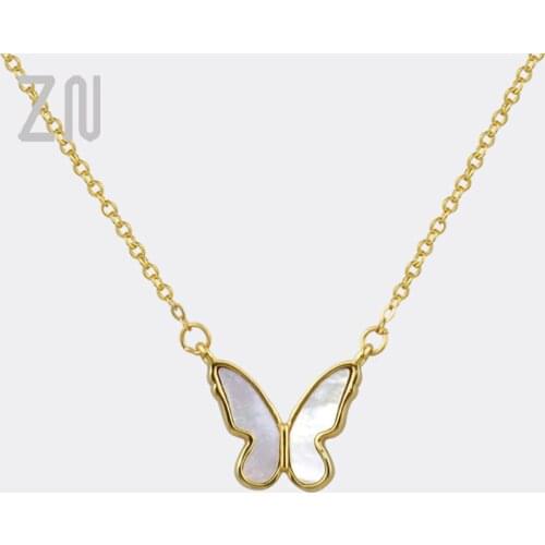 Trendy INS Style Inlaid Shells Butterfly Shape Pendant Necklaces Womens Fashion Jewelry Ladies Accessories Girls Romantic Gifts