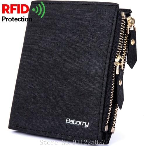 Casual Mens Wallet Coin Purse First Layer Cowhide Male Purse Anti-theft RFID Card Case Top Quality PU Leather Purse Mony Bag