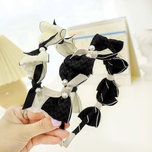 Superfairy temperament girl headdress French retro black and white small fragrant wind bow headband simple pressurehair headband