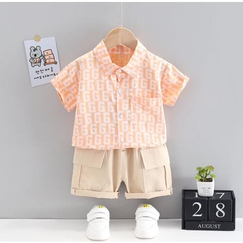 Summer New 100% Cotton Letter Print Shirt+Shorts Kids Clothing Sets Casual Childrens Clothing Short Family Clothing Sets 1-5 Y