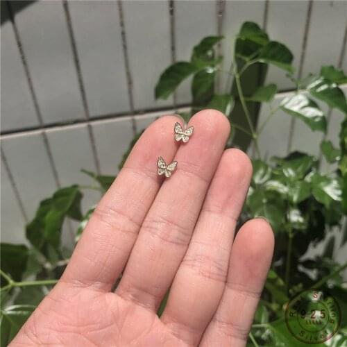 European Style 925 Sterling Silver Simple Butterfly Stud Earrings For Women Fashion Sweet Party Wedding Jewelry Accessories