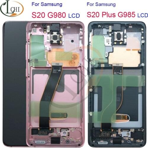SUPER AMOLED S20 LCD For Samsung Galaxy S20 Ultra LCD With Frame Assembly S20 Plus SM-G986F/DS G988B G981B Display Touch Screen