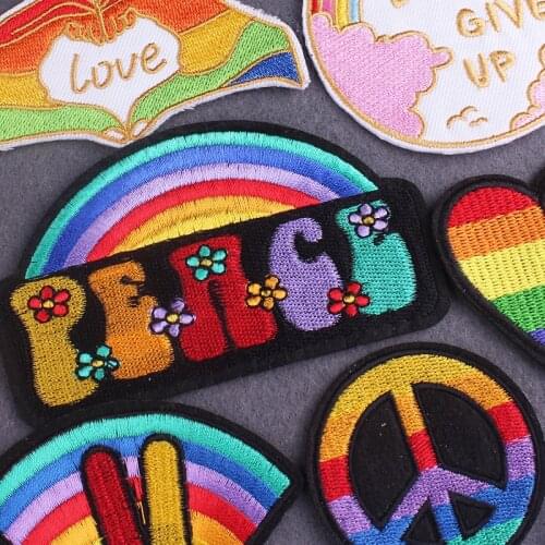 Embroidered Patch Lgbt Rainbow Patches For Clothing DIY Iron On Patch Gay Pride Patches On Clothes Stripes Badges On Backpack
