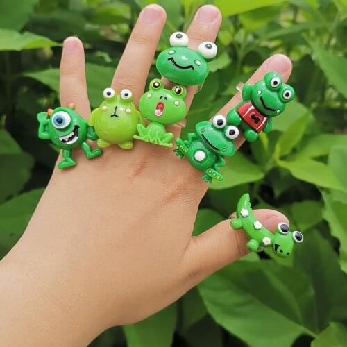 Cute Cartoon Frog Finger Acrylic Ring for Women Fashion Funny Geometric Resin Personality Frog Ring Jewelry Party Gift Wholesale