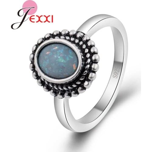 New Design Dark Fire Opal Ring For Women 925 Sterling Silver Party Rings Bohemian Fashion Wedding Jewelry Gift