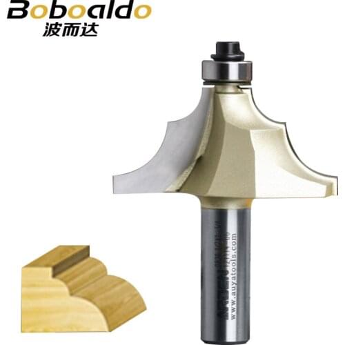 1PCS 1/2 Double Round Cutter With Ball Bearing Arden Router Bits Tungsten Carbide Woodworking endmill tools mounlding bit