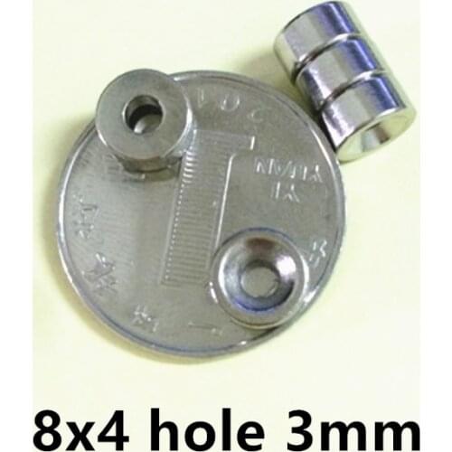 10PCS/LOT neodymium magnet 8*4 hole 3 N35 magnet 8X4 NdFeB magnet 8 x 4 8mm x 4mm