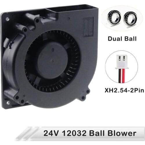 2 pcs Gdstime 12032 120x120x32mm Turbo Blower Fan 120mm 12cm DC 24V 2Pin Dual Ball Bearing Brushless Blower Cooling Cooler Fan