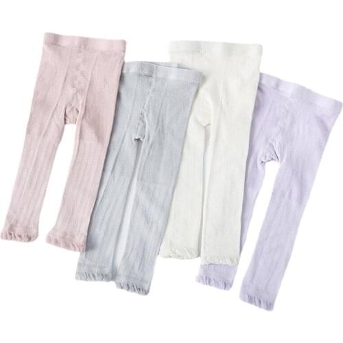 2021 Baby Spring Summer Tights Hot Baby Toddler Kid Girl Ribbed Stockings Cotton Mesh Pantyhose Solid White Color Tight 0-6Years