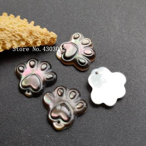 30pcs/lot 13mm Natural Cat foot Mother of Pearl shell for DIY Jewelry Bear Foot MOP Pearl Shell for DIY Jewelry