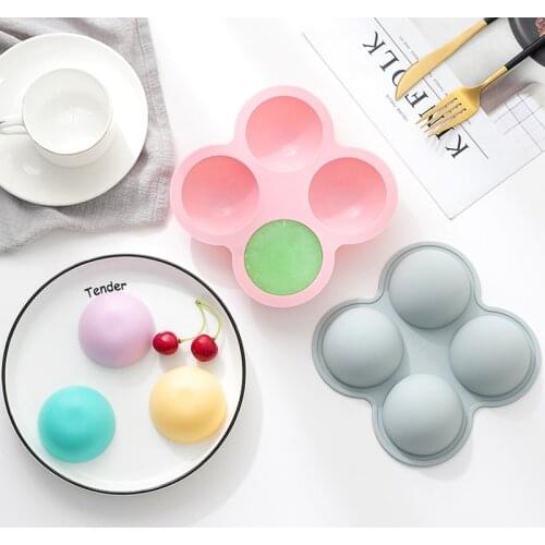 4 Cavity 3D Silicone Soap Mold Round Shape For Soap Making DIY Handmade Form Moulds Soap DIY Mould