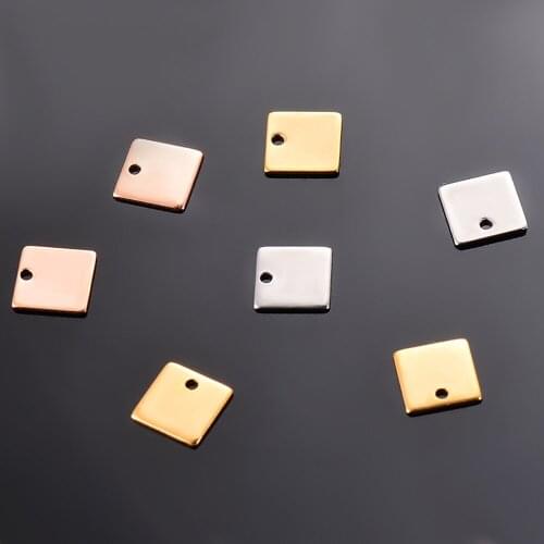 50pcs Stainless Steel 7x7mm Square Tag Charm Stamping Blank Tags Pendant For Bracelet Necklace DIY Jewelry Making Charms