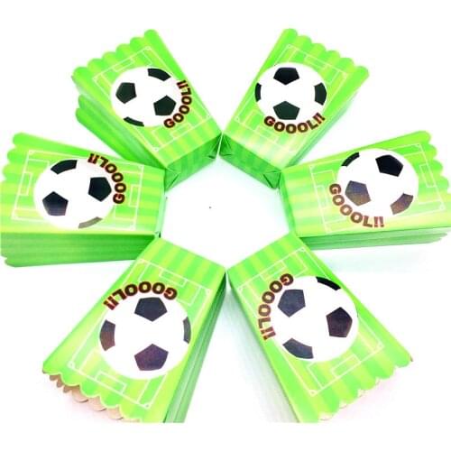 6pcs World Cup Theme Soccer Game Disposable Paper Popcorn Boxes Boys Favors Birthday Party Supply Decor Supplies