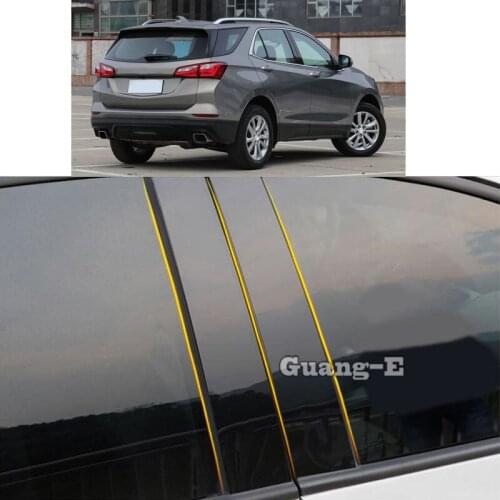 Car PC Material Pillar Post Cover Door Trim Window Piano Black Molding Sticker Plate For Chevrolet Equinox Third GE 2017-2021