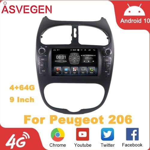 Android 9.0 Car Multimedia Player For Peugeot 206 Ram 4+32G GPS Navigation Head Unit BT With Touch Screen Car Stereo Player